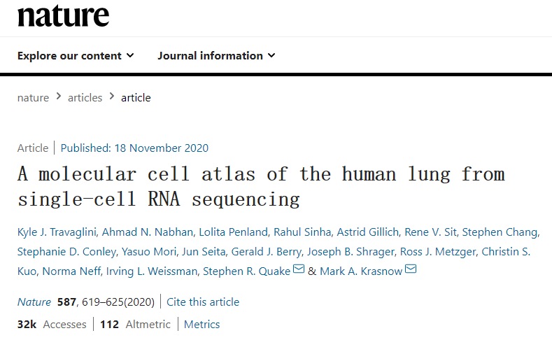 人類(lèi)肺單細(xì)胞 RNA 測(cè)序的分子細(xì)胞圖譜